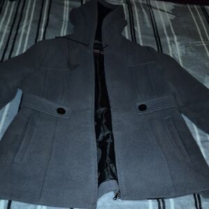 Covington Men's Hooded Pea Coat in Charcoal Gray